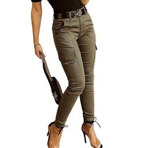 Army green skinny cargo pants